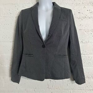 Banana Republic Womens Blazer 4 Gray Patterned 1 Button Lined Wool Blend BC15